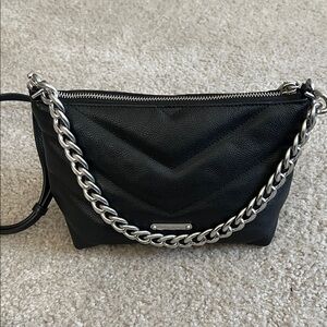 Rebecca Minkoff Edie Black Leather Chain Crossbody Shoulder Bag/Clutch